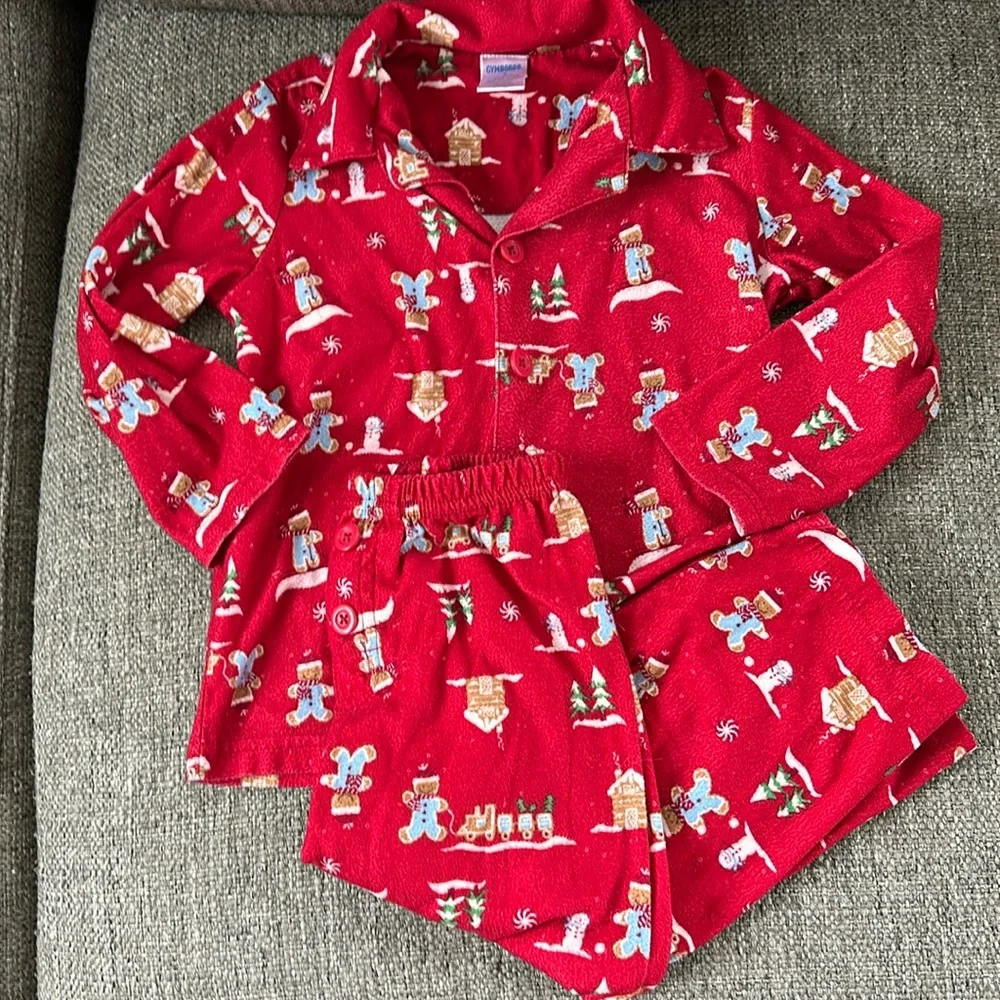 Gymboree Girls Holidays Gingerbread Red Flannel Pajama Set Size 3